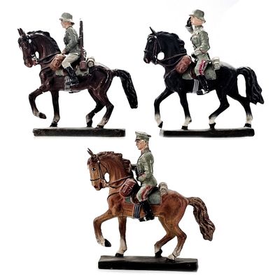 Sale Photo Thumbnail #95: (3) Lineol WWII German Military Soldiers on Horses