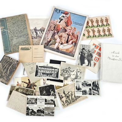 Sale Photo Thumbnail #294: Large WWII German Ephemera Field Letter/Postcard/Books/Music/Atlas