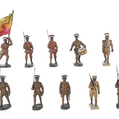 Sale Photo Thumbnail #360: (10) Elastolin/Lineol Ethiopian Imperial Guard Infantry