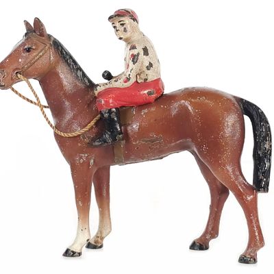 Sale Photo Thumbnail #482: Hubley Brown Horse with White & Red Jockey