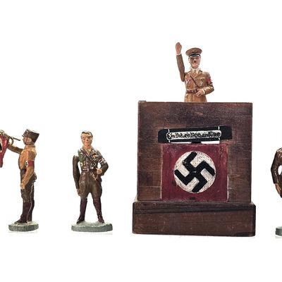 Sale Photo Thumbnail #284: (5) Elastolin NSDAP Hitler & Political Figures with Wooden Podium