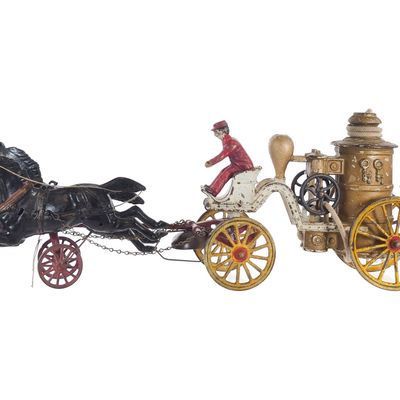 Sale Photo Thumbnail #607: Large White Wilkins Cast Iron Fire Pumper