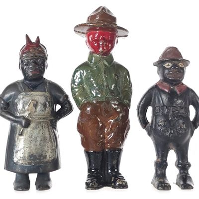 Sale Photo Thumbnail #529: (3) Hubley & Grey Iron Cast Iron Black Americana & WWI Doughboy Still Banks
