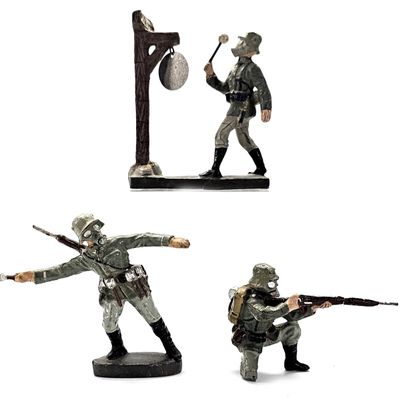 Sale Photo Thumbnail #202: (3) Lineol/Elastolin German Wehrmacht Chemical Warfare Soldiers