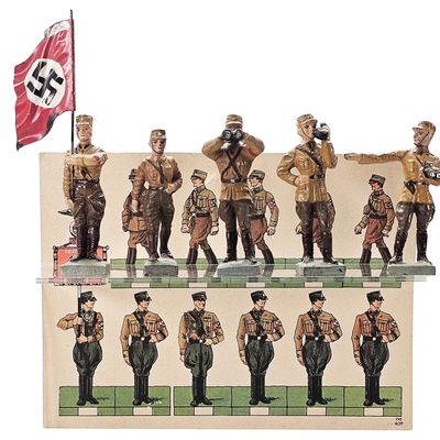 Sale Photo Thumbnail #40: (6) Lineol SA Brownshirts German Military Soldiers w/Flag Bearer & Uniform Page