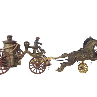 Sale Photo Thumbnail #460: Hubley Fire Pumper with Large Galloping Horses Cast Iron