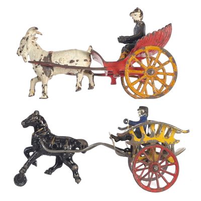 Sale Photo Thumbnail #475: (2) Harris Cast Iron Goat & Horse Carriages