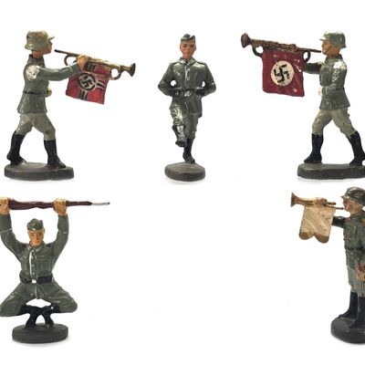 Sale Photo Thumbnail #264: (5) Elastolin Wehrmacht Infantry Musicians & PT Figure