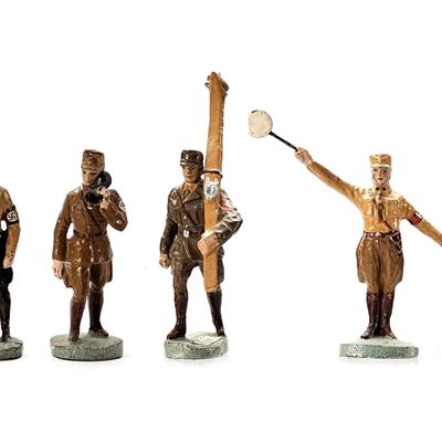 Sale Photo Thumbnail #54: (4) Elastolin SA Brownshirts German Military Soldiers Skier/Phone/Eating