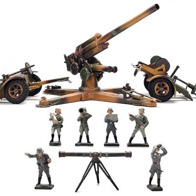 Sale Photo Thumbnail #228: (10) Lineol/Elastolin German Wehrmacht Luftwaffe Flak 18 Anti-Aircraft Gun & Crew