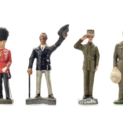 Sale Photo Thumbnail #123: (4) Durso/Lineol WWII English Royal Guard/Roosevelt/De Gaulle/Military Officer Personalities
