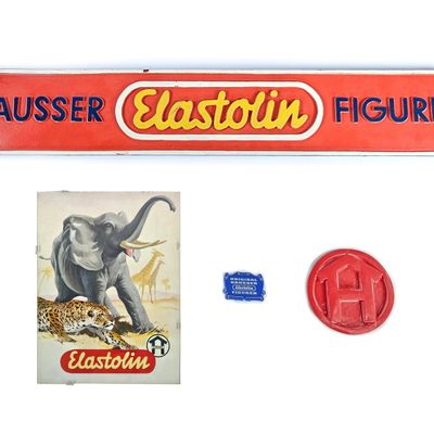 Sale Photo Thumbnail #302: (4) Hausser Elastolin Store Display Advertising & Signage Ephemera