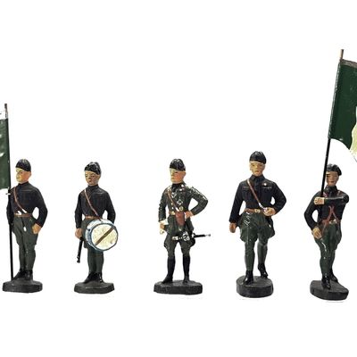 Sale Photo Thumbnail #256: (5) Elastolin Italian Royal Army Color Guard & Command Group