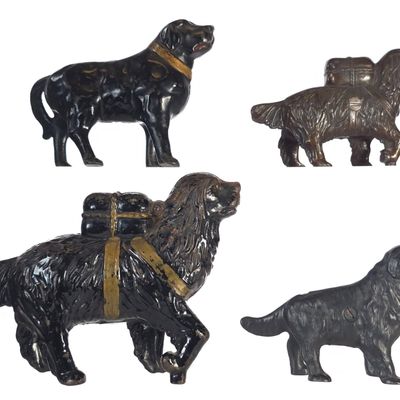 Sale Photo Thumbnail #497: (4) A.C. Williams & Arcade Cast Iron St. Bernard & Newfoundland Banks