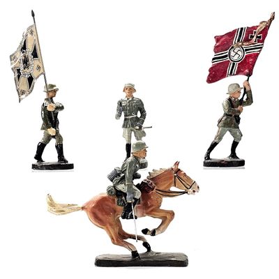 Sale Photo Thumbnail #190: (5) Elastolin Wehrmacht Infantry Officers & Standard-Bearers