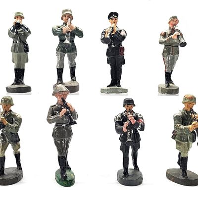Sale Photo Thumbnail #217: (8) Lineol/Elastolin Mixed German Infantry & SS Musicians