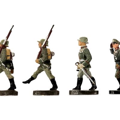 Sale Photo Thumbnail #85: (4) Elastolin WWII Marching German Soldiers