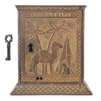Sale Photo Thumbnail #536: J.&E. Stevens Arabian Safe Cast Iron Still Bank
