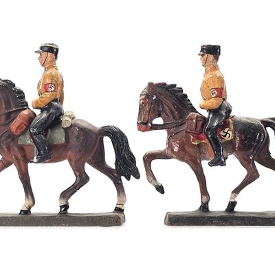 Sale Photo Thumbnail #61: (4) Elastolin/Lineol SA Brownshirts German Military Horses and Riders