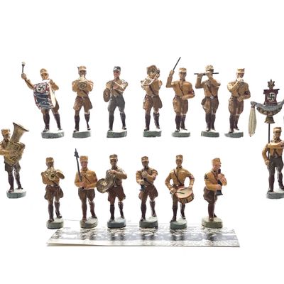 Sale Photo Thumbnail #24: (17) Elastolin WWII SA Brownshirt German Military Marching Band Members with Photo