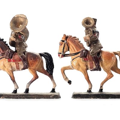 Sale Photo Thumbnail #52: (4) Elastolin SA Brownshirt German Military Band Members on Horses