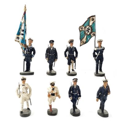Sale Photo Thumbnail #174: (8) Elastolin/Lineol Germany Kriegsmarine Navy Officers & Flag Bearers