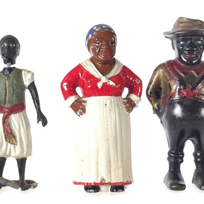 Sale Photo Thumbnail #526: (3) A.C. Williams & Hubley Cast Iron Black Americana Still Banks & Nodder