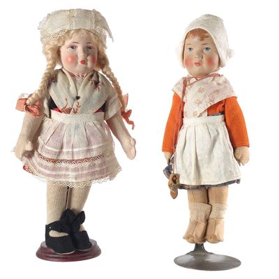 Sale Photo Thumbnail #628: (2) Pair of Early German Bing Art Dolls