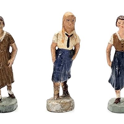 Sale Photo Thumbnail #93: (3) Elastolin WWII Walking German Girls Women
