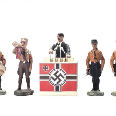 Sale Photo Thumbnail #25: (6) Elastolin/RK Hitler with SA Brownshirts German Military Band Members and Lectern