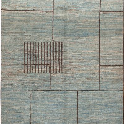 Modern Light Blue Abstract Rug - 11 ft 10 in x 9 ft 2 in (3.61 m x 2.79 m)