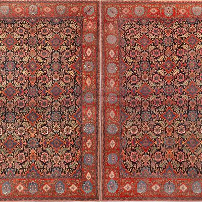 No Reserve - Rare Matched Pair of Antique Isfahan Rugs, Persia, circa 1900 - 6 ft 10 in x 4 ft 7 in