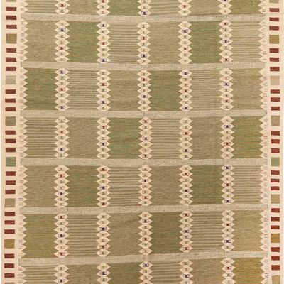 Mid-Century Modern Swedish-Style Kilim - 11 ft 10 in x 9 ft 1 in (3.61 m x 2.77 m)