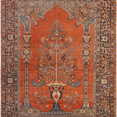 No Reserve Antique Haji Jalili Tabriz Rug circa 1920's - 5 ft 9 in x 4 ft 5 in (1.75 m x 1.34 m)