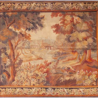 No reserve- Antique French Aubusson Silk-and-Wool Tapestry - circa 1900 - 7 ft 6 in x 6 ft 1 in