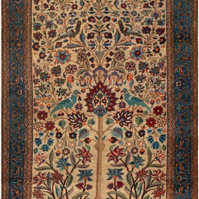 No Reserve - Vintage Tabriz Tree of Life Pictorial Rug, Persia - 5 ft 9 in x 3 ft 11 in (1.75 m x