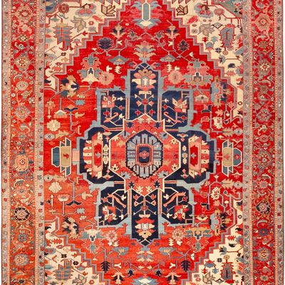Large Antique Persian Heriz Serapi Rug - 18 ft 1 in x 12 ft 3 in (5.51 m x 3.73 m)