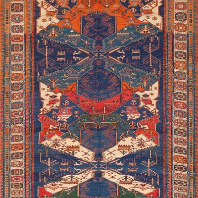 Antique Caucasian Dragon Soumak Carpet, late 19th century - 7 ft 7 in x 6 ft 3 in (2.31 m x 1.9 m)
