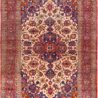 No Reserve - Fine Antique Silk Kashan Rug, Central Persia, circa 1900 - 6 ft 7 in x 4 ft 5 in (2 m x
