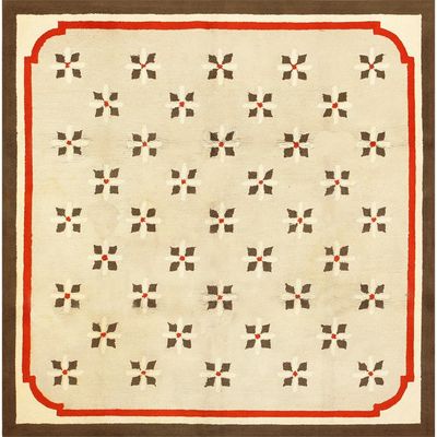 No Reserve - Antique American Art Deco Hooked Rug, circa 1920?1940 - 7 ft 5 in x 7 ft 5 in (2.26 m x