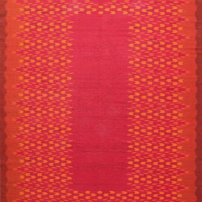 Large Vintage Scandinavian Flatweave Carpet - 12 ft 10 in x 9 ft 9 in (3.91 m x 2.97 m)