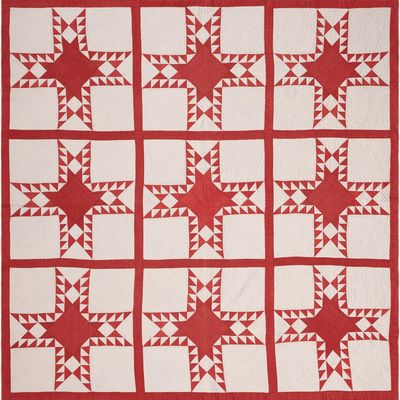 Antique American Star-Pattern Quilt, 19th century - 6 ft 2 in x 6 ft 2 in (1.88 m x 1.88 m)