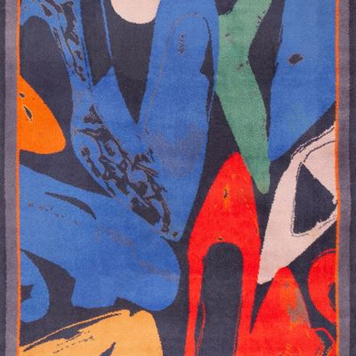 Vintage Pop Art Rug After Andy Warhol's Diamond Dust Shoes - 9 ft 2 in x 6 ft (2.79 m x 1.83 m)