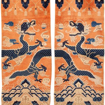 Pair of Chinese Pillar Dragon Panels 7 ft 7 in x 3 ft (2.31 m x 0.91 m)