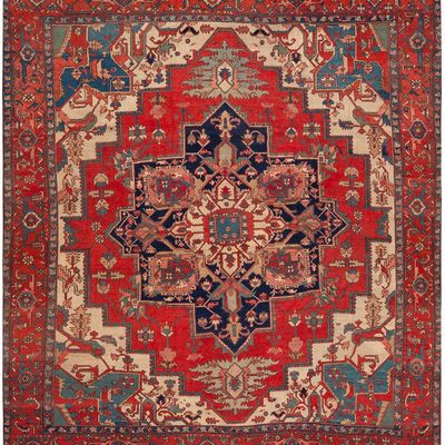 Antique Persian Heriz Serapi Squarish Rug - 12 ft x 10 ft 6 in (3.65 m x 3.2 m)
