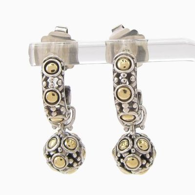 Sale Photo Thumbnail #9: John Hardy Sterling, 18K J Hoop Earrings