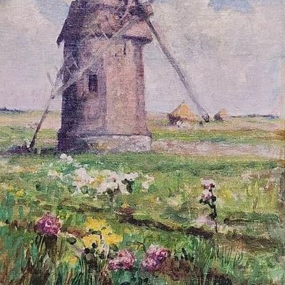 Sale Photo Thumbnail #150: George Hitchcock 17x13 O/C Holland Windmill