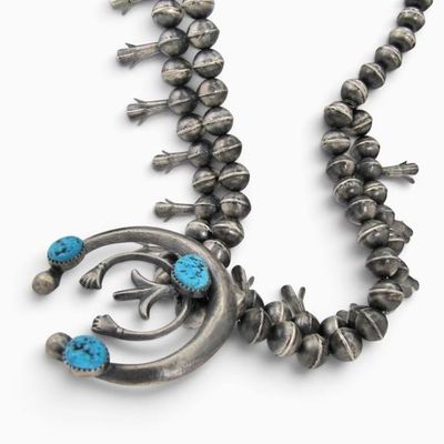 Sale Photo Thumbnail #110: Gerald Mitchell Sand Cast Squash Blossom Necklace