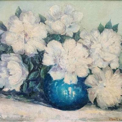 Sale Photo Thumbnail #155: Clara L Hamilton 18x22 O/B Peonies Still Life