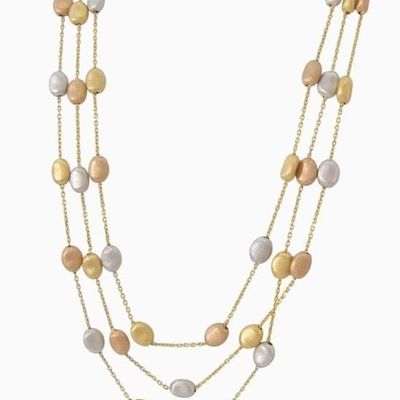 Sale Photo Thumbnail #68: 14K Tri-Gold Bead Necklace